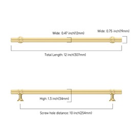 Asidrama 10 Pack 10 Inch(254mm) Brushed Gold Kitchen Cabinet Handles, Cabinet Pulls Kitchen Cabinet Hardware Cupboard Handles Drawer Pulls