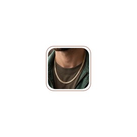 Fimhut Men's 5mm Cuban Link Chain Necklace, S925 Silver Plated Stainless Steel Chain, Waterproof & Fade Resistant Men Jewelry Gift, Available in 20 Inches
