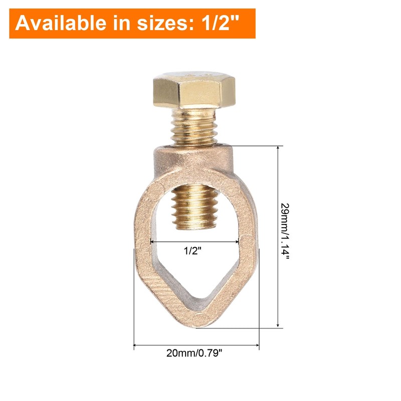 sourcing map Ground Rod Clamp Grounding Clamps 1/2" Wire Connector