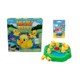 Pressman Lucky Ducks - The Memory and Matching Game That Moves - Includes A Fun Pop The Pig Make-A-Match Card Game-Multicolor