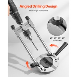 VEVOR Drill Guide, Multi-Angle Press Portable Precision Drilling Guide Jig Attachment, with Large Handle and Mounting Holes, Aluminum Alloy, for Drilling Angled or Straight Holes, for Wood Working