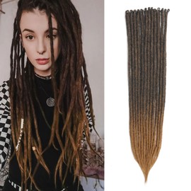 Kyriena Thin 0.6cm SE Dreadlocks Extensions 24 Inch Synthetic Dreads Extensions Crochet Braided Hair Backcombed Extensions (T1B/Honey Blonde, Straight24''(10 Strands))
