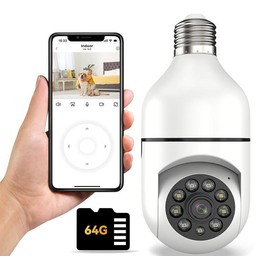 WERCHTAY Light Bulb Camera, Bulb Security Camera 2.4Ghz WiFi Wireless Home Monitoring Camera, Motion Detection, Two-Way Audio, HD Night Vision, Pan/Tilt, 64G SD & Cloud Storage, Best Gifts - Color: 2pc