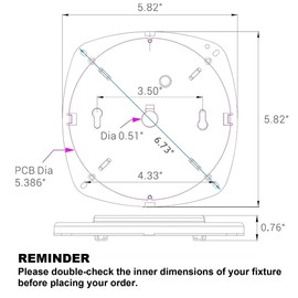 Legental 5.5" Ceiling Fan LED Light Kit, 6.73" Overall, 5CCT 2700K-5000K, 23W, 120V, Dimmable Retrofit LED Module for Ceiling Fixtures