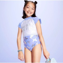 Cat & Jack Girls Unicorn swimsuit swim set crop top rash guard Cat & Jack