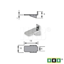 HKB ® Hettich 77013 Shelf Support Vari 10 Chrome-Plated Steel for 10 mm Rails with 5 mm Fitting 10 mm Wide 18 mm Long Pack of 10
