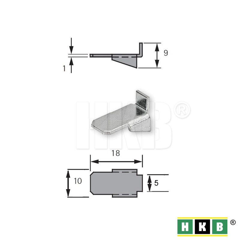 HKB ® Hettich 77013 Shelf Support Vari 10 Chrome-Plated Steel