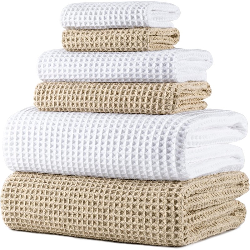 Polyte Set de 6 Toallas de Baño Microfibra Waffle Secado