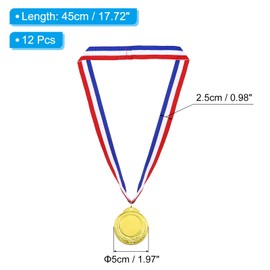 PATIKIL Gold Award Medals, 12 Pcs Blank Style Winner Medals with Neck Ribbon Metal Medals Prizes for Competitions, Party Decorations, Golden