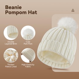 Warmiehomy Women Hat Scarf and Gloves Set Ladies 5Pcs,Winter Warm Knitted Beanie Cap Long Scarf Touchscreen Gloves Plush Ear Thermal Socks 5 in 1 Set Women Gift for Outdoor Sports,White