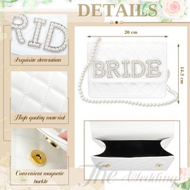 Weewooday Bridal Bag Pearl Bag Bride Clutch Gift Before Wedding Hen Party Accessories for Bachelor Party Women Ladies Girls Bridesmaid Gifts for Bridal Shower, White