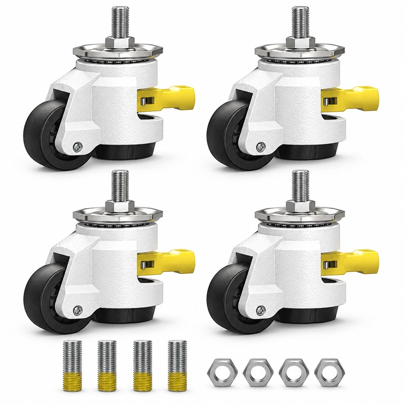 4 Pack Heavy Duty Retractable Leveling Casters, 2200 lb Capacity,