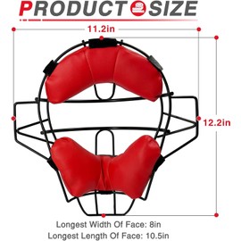 HolyElks Baseball & Softball Catcher Face Mask for Maximum Protection, Traditional Style Steel Head Guard w/High Impact Absorption Foam Pad,for Adults & Kids (Red-Smooth)