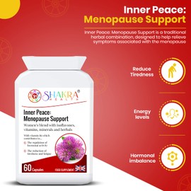 Inner Peace 60 Capsules. Herbal Support for PMS & Relief of Menopause Symptoms & Menopausal Flashes. 13 Potent, Kosher & Vegan Ingredients