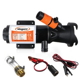 RV Macerator Pump 12V,12GPM Suction 3.2 feet Lift 10 feet with Garden Hose Discharge Port,Quick Release Sewage Pump with Fresh Water Rinse and Manual Crushing Function,for Boat Marine RV Campe