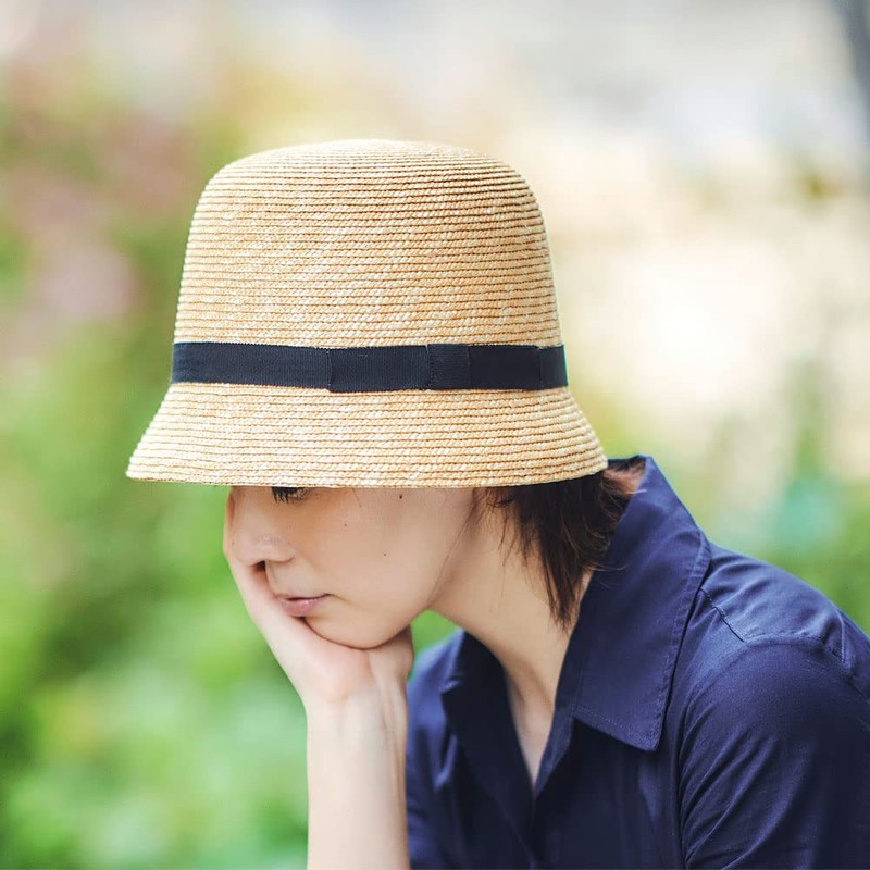 Tanaka Hat UK-H113 Straw Mini Casablanca, Natural × giclee ribbon