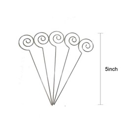 HOHIYA 50pc Floral Card Holder Pick Stick Wire Clip Photo Picture Centperieces Memo Note Clamp Clay Cake Accessories 5 Inch