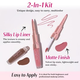 bayfree bayfree 2 PCS Lip Liner and Lip Stain Combo Set, High Pigmented Long Lasting Velvet Lip Tint, Well-Defined Lipliner, Weightless Waterproof Not Animal Tested, Matte Finish Makeup