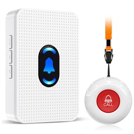 Daytech Caregiver Pager Wireless Call Button for Elderly Call Bell for Patients at Home Life Alert Systems for Seniors Disabled Elderly Fall Alert Devices 1 Emergency Button 1 Receiver