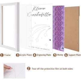 HSDSH Small Wish Filler Money Gift Picture Frame Money Gifts Birthday Packaging Wish Filler Gift Idea for Christmas Birthday Wedding Confirmation Communion Travel