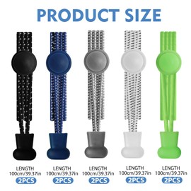 Smomend 5 Pairs of Elastic Shoelaces Without Tying with Quick Release, 100 cm Rubber Shoelaces for Children, Elderly, Runners, Sports Shoes without Tying - Fits Most Shoes, black