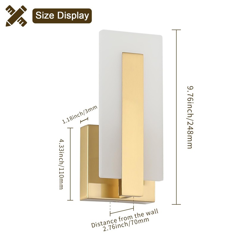 Joosenhouse Modern LED Wall Sconce Set of 2, Brass Warm