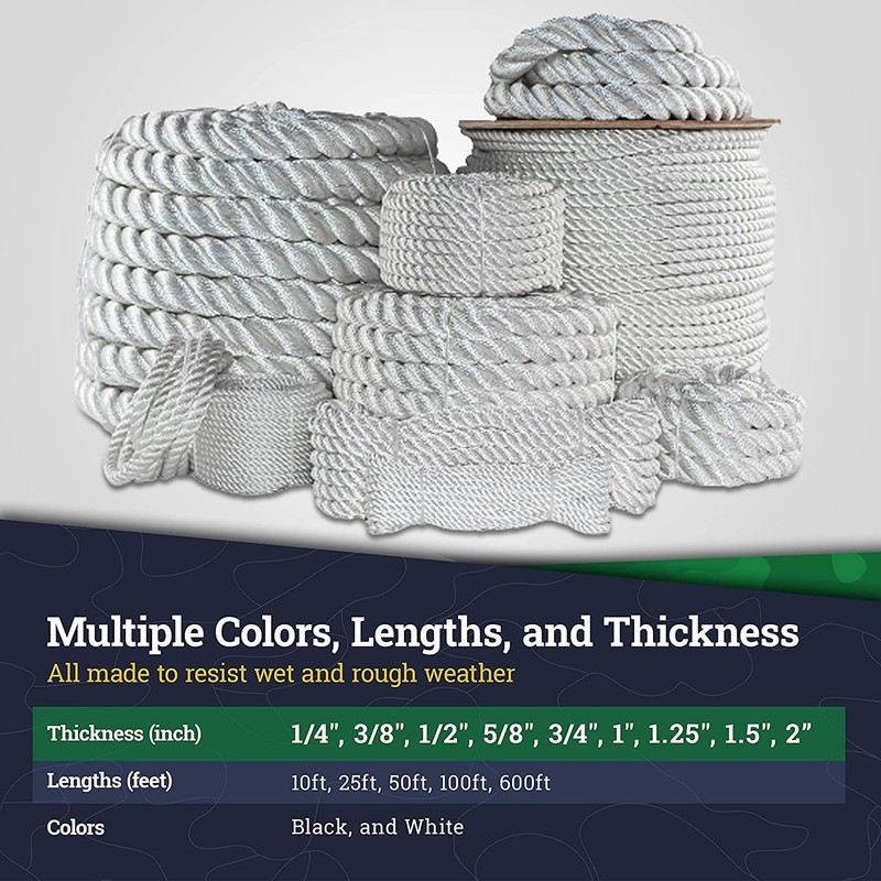 SGT KNOTS Twisted Nylon Rope – Heavy Duty All Purpose