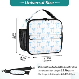 Blueangle Blue Ribbon Bow Lunch Box for Men Women Adults, Small Lunch Bag for Office Work Picnic - Reusable Portable Cooler Bag
