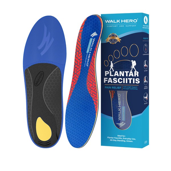 WalkHero Plantar Fasciitis Insoles - Arch Support Inserts for Men