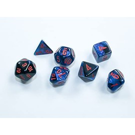 DND Dice Set-Chessex D&D Dice-Gemini: Mini 7pc Polyhedral Black-Starlight/red Dice Set-Dungeons and Dragons Dice Includes 7 Dice – D4, D6, D8, D10, D12, D20 and D%