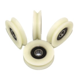 LASANA SMART MACHINES Set of 4 wheels with 90° wedge groove, nylon polyamide wheels for linear guidance, guide rollers wheels diameter 50 mm, bearing 8 mm, bearing precision machined