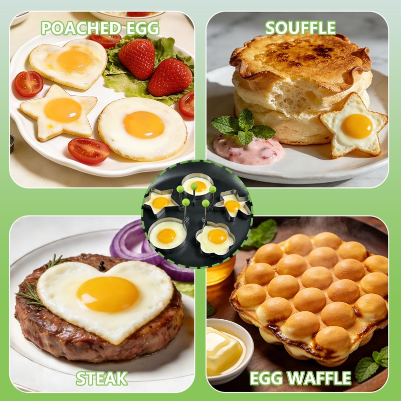 Slomg 8pcs Set Fried Egg Rings Molds Non Stick for