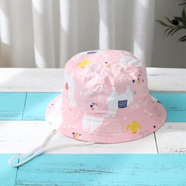 Malaxlx Baby Bucket Sun Hat Cute Alpaca Pink Print Summer Outdoor Infant Beach Hat for 6-12 Months Boys Girls