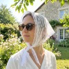 White Lace Head Scarf, Floral Apron Triangle White Head Scarf