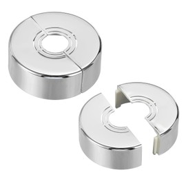 PATIKIL Wall Split Flange 0.8/1/1.3 Inch, 2Pcs 1" Thicken Cuttable ABS Round Escutcheon Plate Cover Buckle for Water Pipe Faucet Decoration, Silver