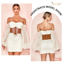 JASGOOD Wide Elastic Corset Belt for Women Vintage Lace-up Tied Waspie Waist Belt for Dress