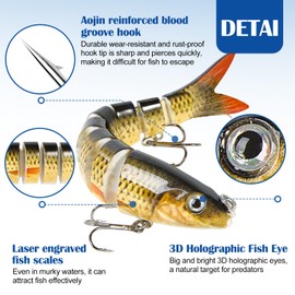 Electric & Robotic Fishing Lures for Saltwater & Freshwater, Bass, Slow-Sinking Lifelike Trout & Trevally Lures, Gifts for Men