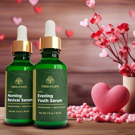 Tree of Life Facial Serum for Face - Skin Care Face Serums, Hydrating, Skin Care Duo Serums, Smooth Dry & Sensitive Skins (Luxe Morning and Evening Youth, 2 x 1oz)