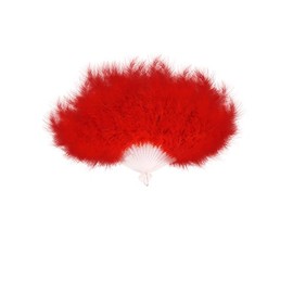 RED FEATHER HAND FAN LADIES BURLESQUE FANCY DRESS COSTUME by Henbrandt
