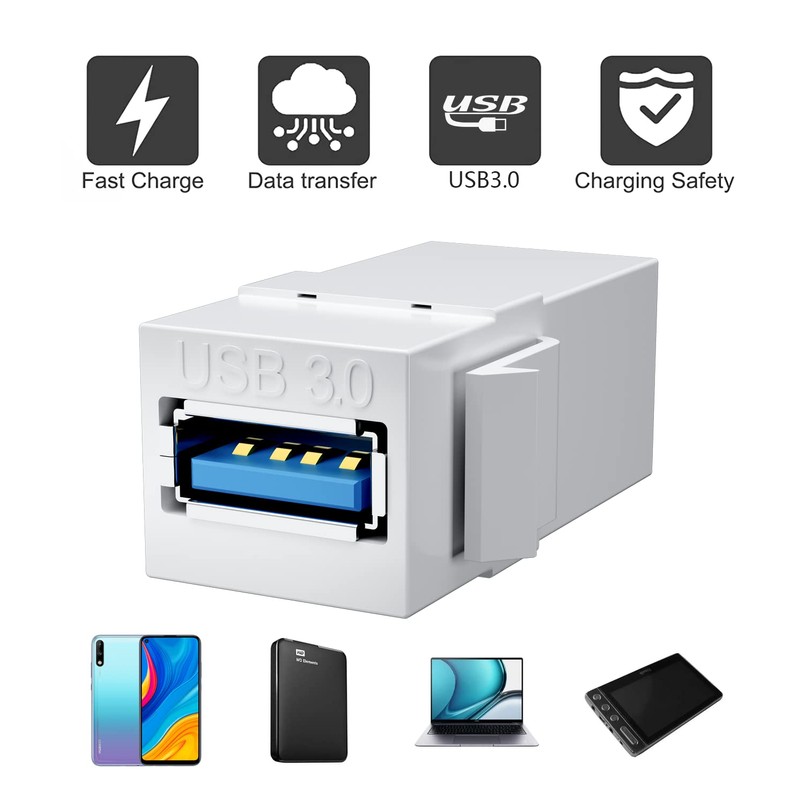 BERLAT USB 3.0 Keystone Jack Insert, USB Keystone Jack,USB to