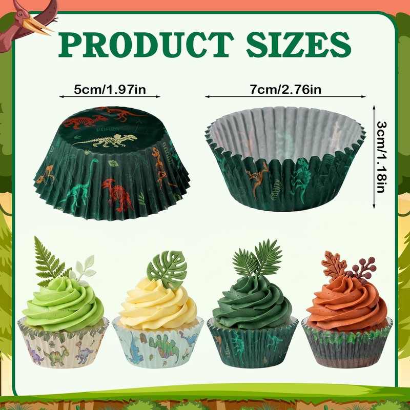 Glavatrix Dinosaur Cupcake Liners 200 Ct Standard Size Boys Birthday