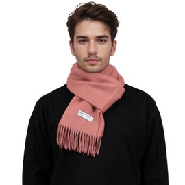 Basic Sense 100% Wool Scarf Mongolian Solid Plain Soft Knit Neck Scarves For Men & Women, Dusky Pink