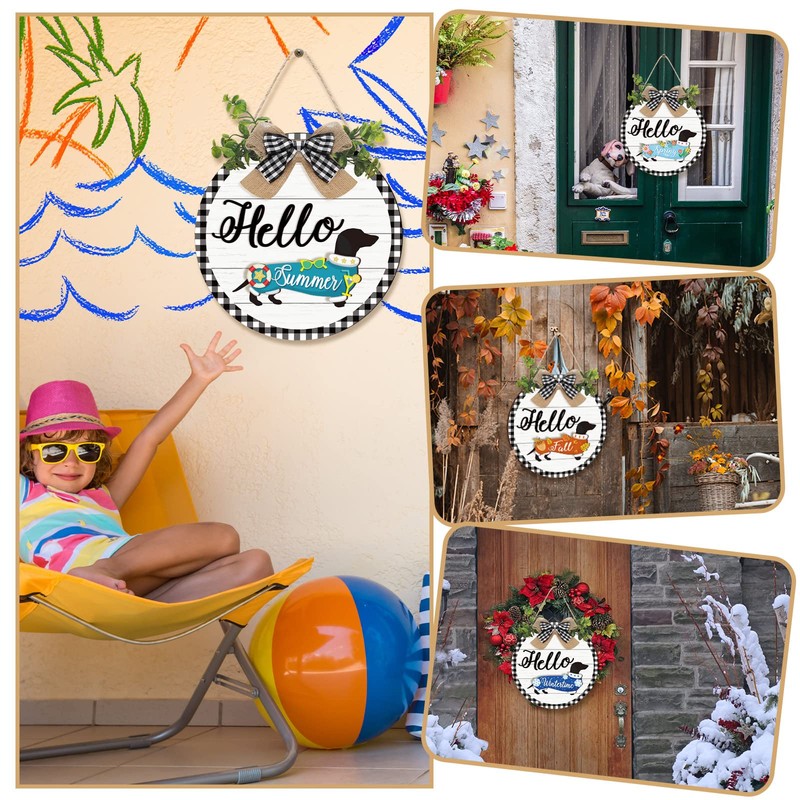 Glenmal 16 Pcs Seasonal Interchangeable Dachshund Door Welcome Sign Cute