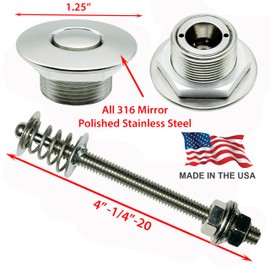 Push Button Latches Polished Stainless Steel 1.25"" & 4"" Stud