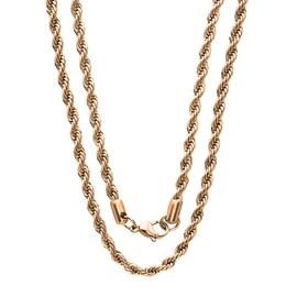 Savlano 2mm-5mm Stainless Steel Rose Gold Color Rope Twist Necklace Chain For Men & Women Comes in 16-30 inches With a Gift Box (28, 5mm)
