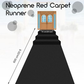 Boao Neoprene Carpet Runner Reusable Plastic Floor Runner Non Slip Rubber Backed Runner Rugs for Hallway Aisle Runner Carpet Roll for Wedding Party Decor Prom Business Outdoor (Black, 20 x 2.3 Ft)