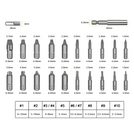 22PCS Damaged Screw Extractor, Screw Remover Tool Remove Tool Broken Bolt With Separate Burnishing and Magnetic Extension Bit Holder for Damaged Screws or Bolts 2-12mm SE22