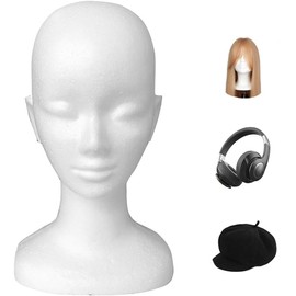 Styrofoam Mannequin White Cosplay Wig Stand Head Light Display Head Model Female Hat Glasses Showcase Salon Shop Painting