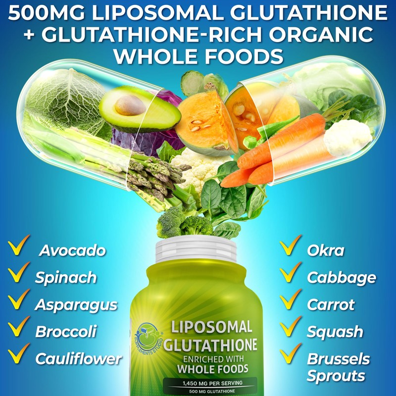 Liposomal Glutathione 500mg - Active Form L Glutathione (Reduced) for