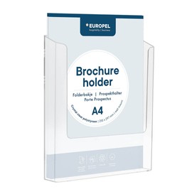 Europel A4 Clear Acrylic Brochure Holder Wall Mounted Display Stand Dispenser Leaflets Flyers Menu Office Restaurant Hotel